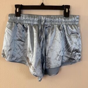 Cozy‎ Rozy Satin Sleep Shorts Light Blue Drawstring Elastic Waist Women's XL